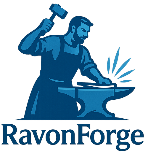 unique color blue logo for RavonForge